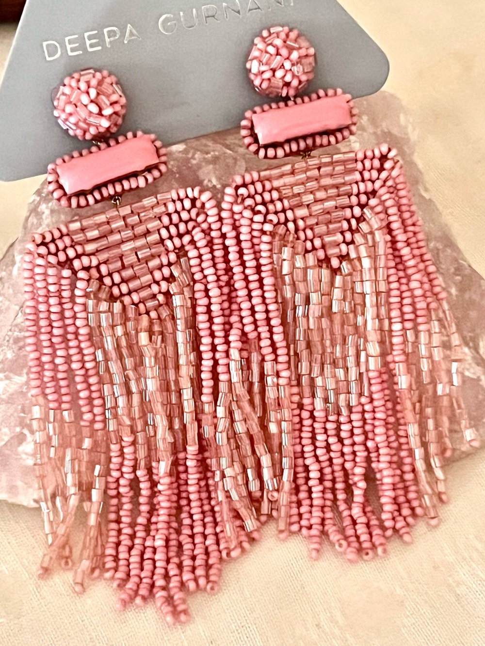 NWT Deepa Gurnani Beaded Fringe Chandeliers - Picture 3 of 16